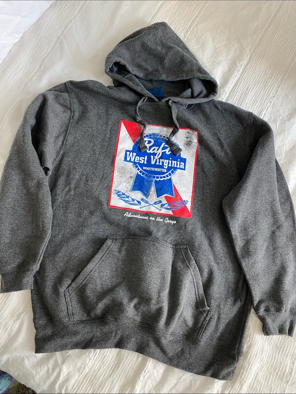 Unisex West Virginia Rafting Graphic Hooded Sweatshirt - Charcoal